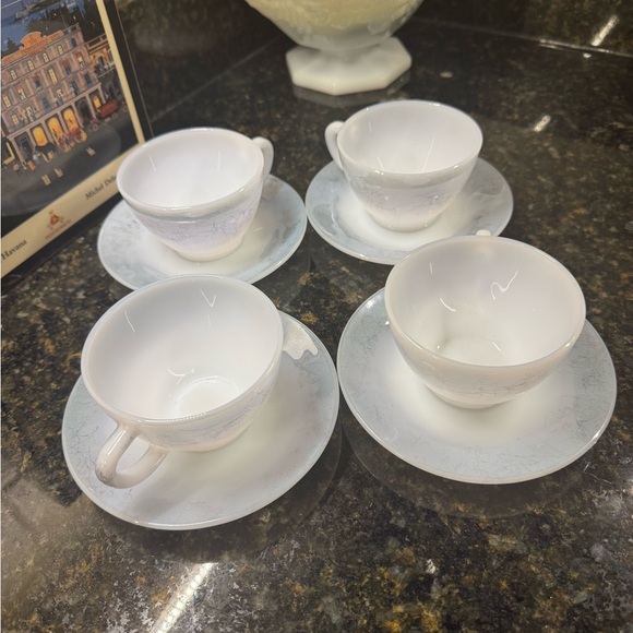 Classic FEDERAL GLASS White Tea Cup and Saucer Set - Picture 2 of 6
